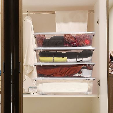 Sorbus Clear Plastic 40qt Underbed Storage Containers with Wheels, Snap Lock Lids and Handles