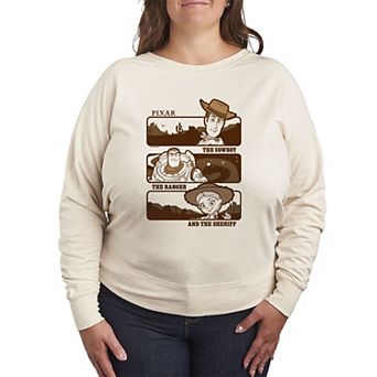 Women's Plus Disney / Pixar's Toy Story 5 The Cowboy, The Ranger & The Sheriff Graphic French Terry Long Sleeve Tee
