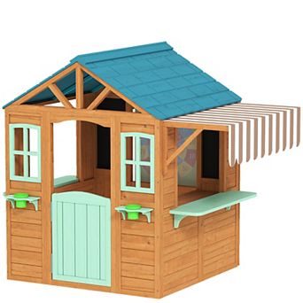 Qaba Outdoor Playhouse, Kids Playhouse for Kids 3-6 Years Imaginative Play
