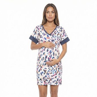 Maternity 24Seven Comfort Apparel Abstract Short Sleeve Knee Length T-Shirt Dress