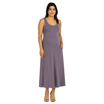 Maternity 24Seven Comfort Apparel Scoop Neck Sleeveless A-Line Pocket Maxi Dress
