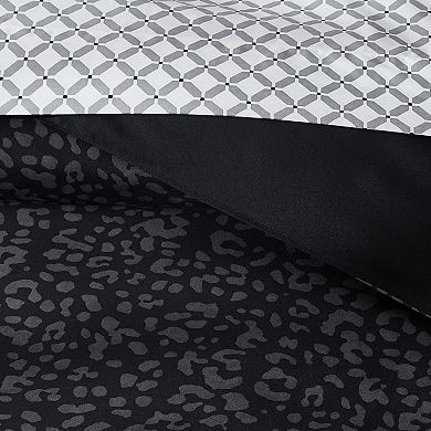 Nine West Black Leopard 8-Piece Comforter Set with Coordinating Throw Pillow