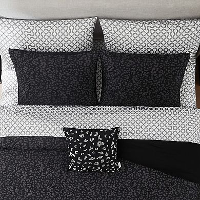 Nine West Black Leopard 8-Piece Comforter Set with Coordinating Throw Pillow