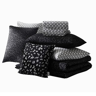 Nine West Black Leopard 8-Piece Comforter Set with Coordinating Throw Pillow