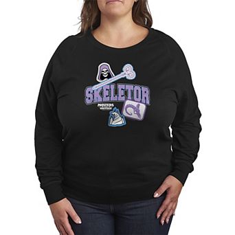Women's Plus Masters Of The Universe Skeletor Patches French Terry Long Sleeve Tee
