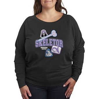 Women's Plus Masters Of The Universe Skeletor Patches French Terry Long Sleeve Tee