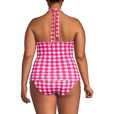 Plus Size Lands' End Pique Knot Twist Halter Swim Top