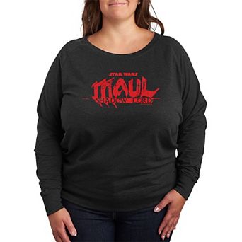 Plus Size Star Wars Maul Shadow Lord Logo French Terry Long Sleeve Tee