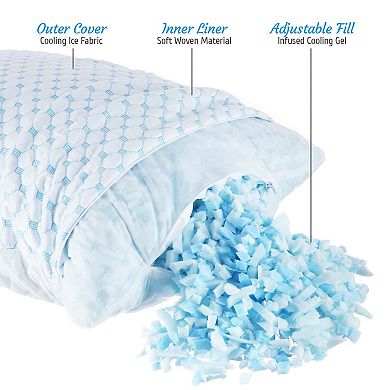 Nestl Memory Foam Cooling Pillow Heat and Moisture Reducing Ice Silk and Gel Infused