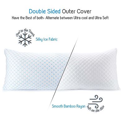 Nestl Memory Foam Cooling Pillow Heat and Moisture Reducing Ice Silk and Gel Infused