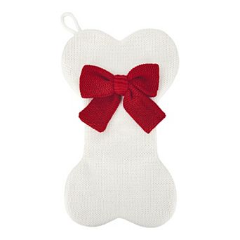 St. Nicholas Square® Bone Shaped Knit Christmas Stocking with Bow