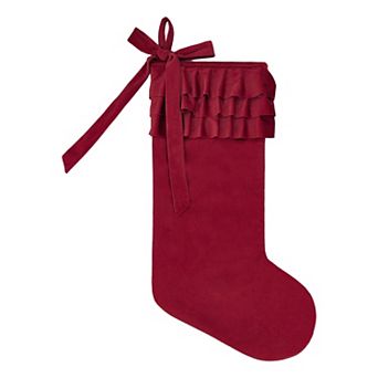 St. Nicholas Square® Ruffle Top Velvet Christmas Stocking with Bow