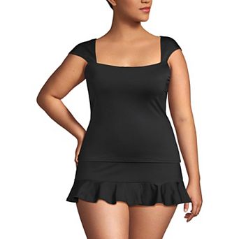 Plus Size Lands' End Square Neck Underwire Tankini Swim Top