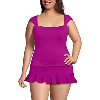 Plus Size Lands' End Square Neck Underwire Tankini Swim Top