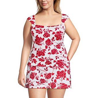 Plus Size Lands' End Square Neck Underwire Tankini Swim Top