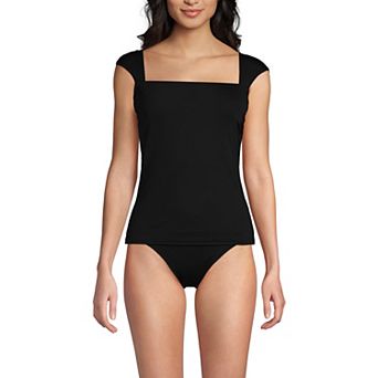 Women's Lands' End D-Cup Square Neck Underwire Tankini Swim Top