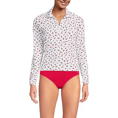 Women's Lands' End SunShade UPF 50 Quarter Zip Long Sleeve Rashguard