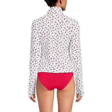 Women's Lands' End SunShade UPF 50 Quarter Zip Long Sleeve Rashguard