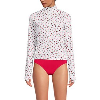 Women's Lands' End SunShade UPF 50 Quarter Zip Long Sleeve Rashguard