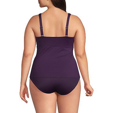Plus Size Lands' End Long Torso Sweetheart Wrap Underwire Tankini Swim Top