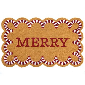 St. Nicholas Square® Scallop Candy Merry Coir Doormat