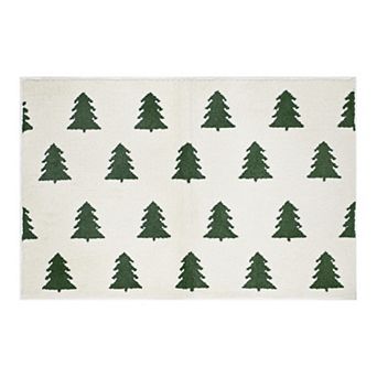 St. Nicholas Square® Green Trees Supersoft Throw Rug
