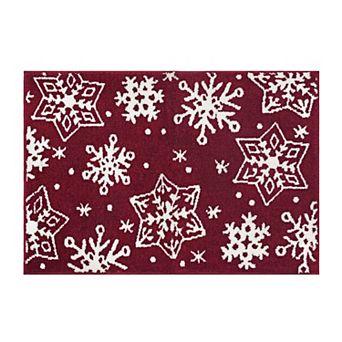 St. Nicholas Square® Red Snowflake Supersoft Throw or Runner Rug
