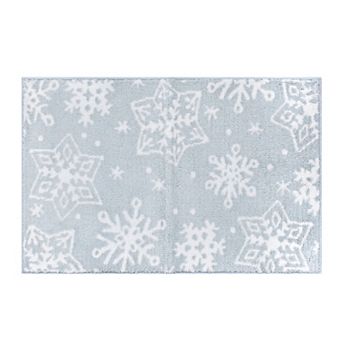 St. Nicholas Square® Blue Snowflake Supersoft Throw Rug