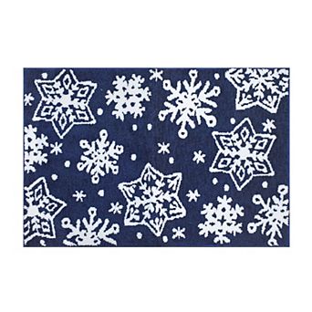 St. Nicholas Square® Navy Snowflake Supersoft Throw or Runner Rug