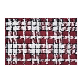 St. Nicholas Square® Red Plaid Supersoft Throw Rug