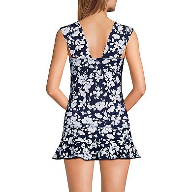 Petite Lands' End Square Neck Underwire Tankini Swim Top