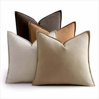 Neutral Linen Pillow Covers Set of 4 Soft Natural Fall Decor