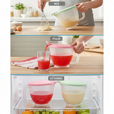 Pitcher Set with Lids for Mixing and Storing