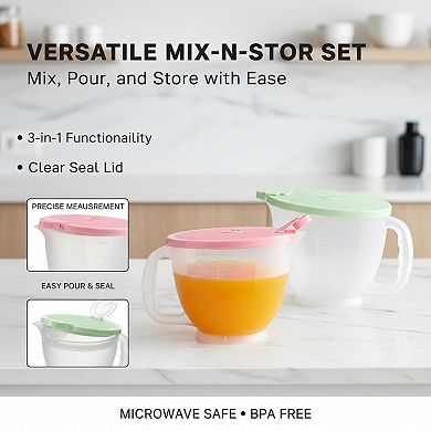 Pitcher Set with Lids for Mixing and Storing