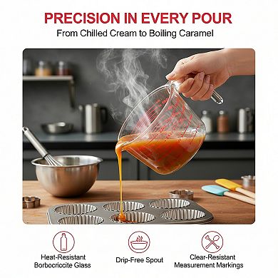 Nesting Liquid Measuring Cups Set with Lids for Baking