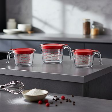 Nesting Liquid Measuring Cups Set with Lids for Baking