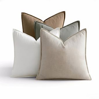 Neutral Linen Pillow Covers Set of 4 Soft Natural Solid