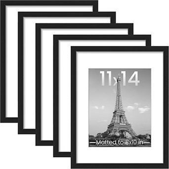 Picture Frame Set of 5 for 11x14 Photos with Mat for 8x10