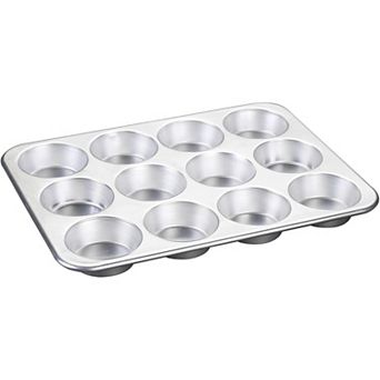 Natural Aluminum Muffin Pan 12 cup Heavy-Duty Commercial Baking Pan