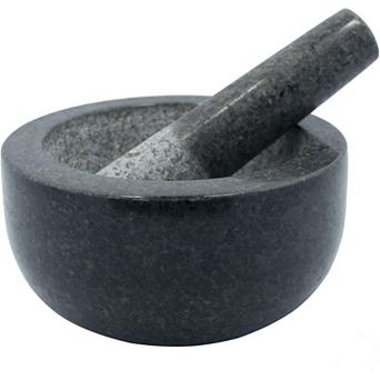 Natural Stone Grinder Large Black Granite, Mortar & Pestle for Spices, Seasonings & Pesto