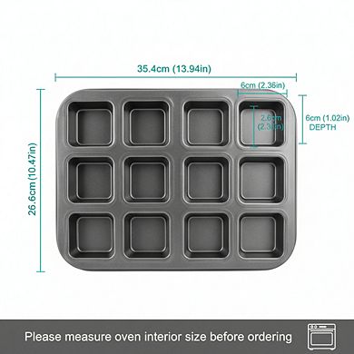 Nonstick All Edges Brownie Pan 12-Cavity, Mini Cake & Cookie Baking Tray