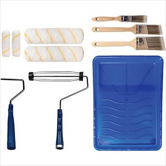 Professional Paint Roller Kit 10 pc with Brush, Washable Reusable High Absorbency