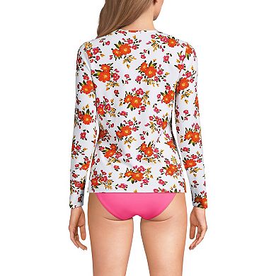Women's Lands' End SunShade UPF 50 Long Sleeve Rash Guard Swim Tee
