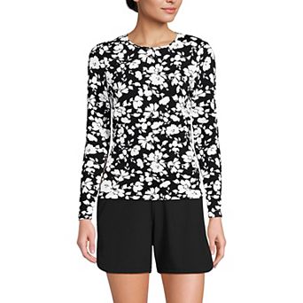 Women's Lands' End SunShade UPF 50 Long Sleeve Rash Guard Swim Tee