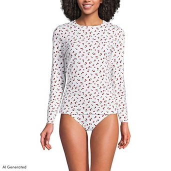 Women's Lands' End SunShade UPF 50 Long Sleeve Rash Guard Swim Tee