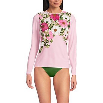 Women's Lands' End SunShade UPF 50 Long Sleeve Rash Guard Swim Tee