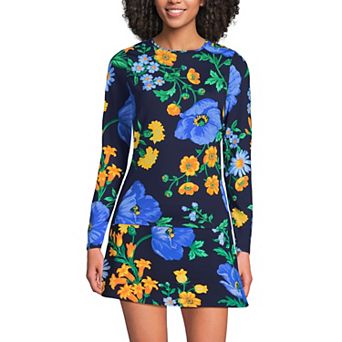 Women's Lands' End SunShade UPF 50 Long Sleeve Rash Guard Swim Tee