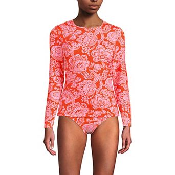 Women's Lands' End SunShade UPF 50 Long Sleeve Rash Guard Swim Tee