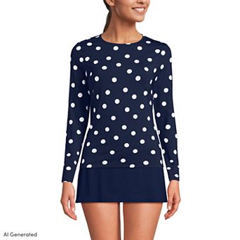 Women's Lands' End SunShade UPF 50 Long Sleeve Rash Guard Swim Tee