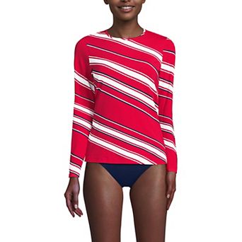 Women's Lands' End SunShade UPF 50 Long Sleeve Rash Guard Swim Tee